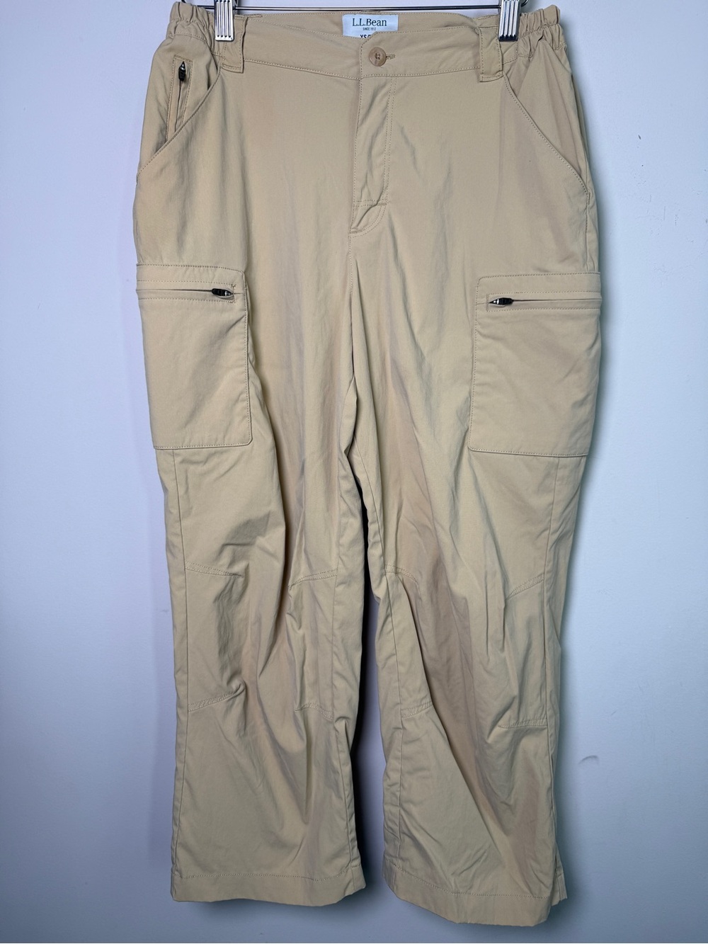 LL Bean Cargo Hiking Pants Khaki Elastic Waist Sz XS